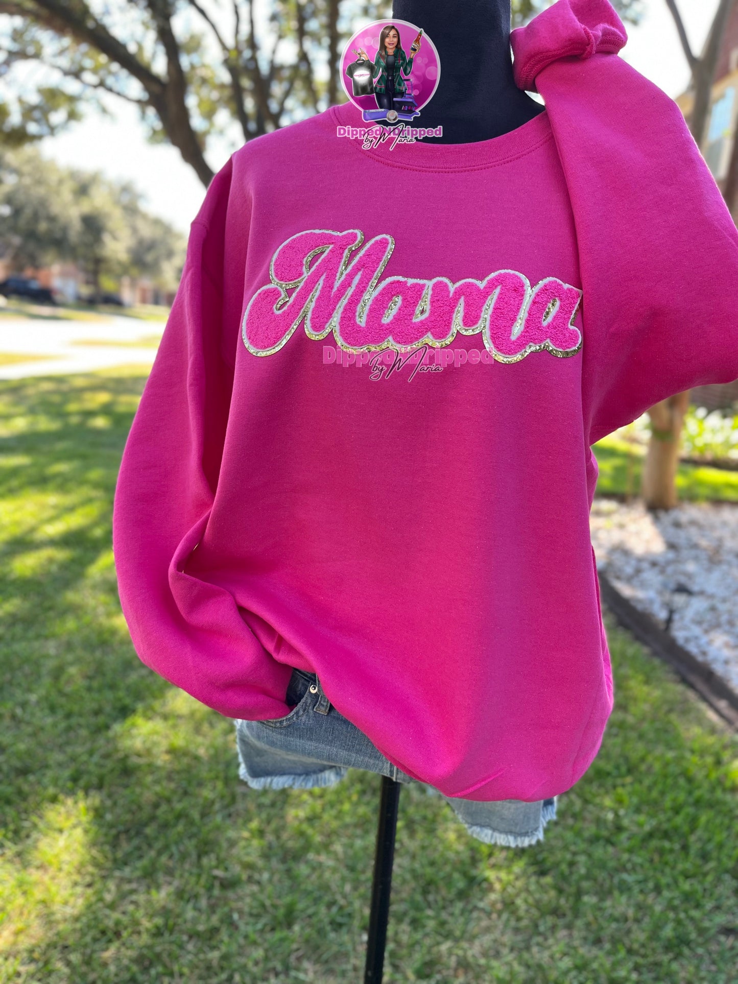 Mama chenille patch sweatshirt
