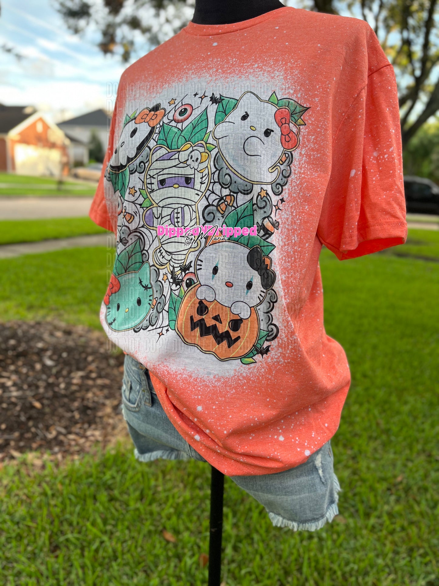 Spooky kitty bleached tee