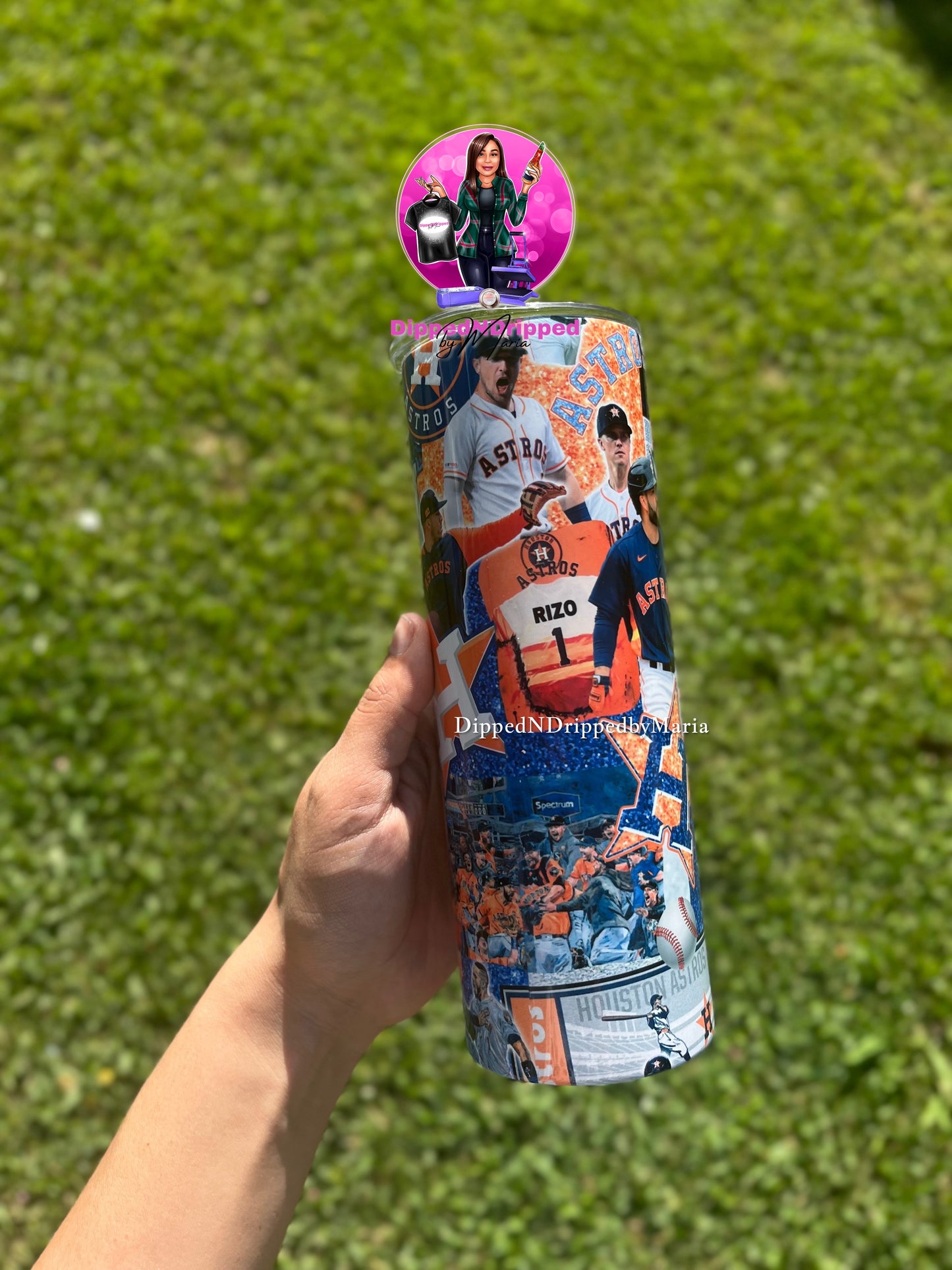 Orange glitter Astros tumbler