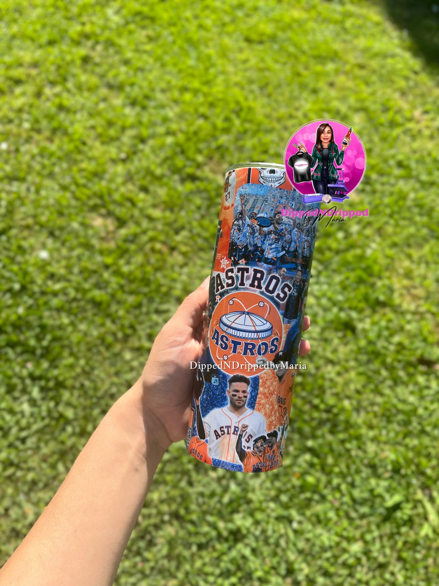 Orange glitter Astros tumbler