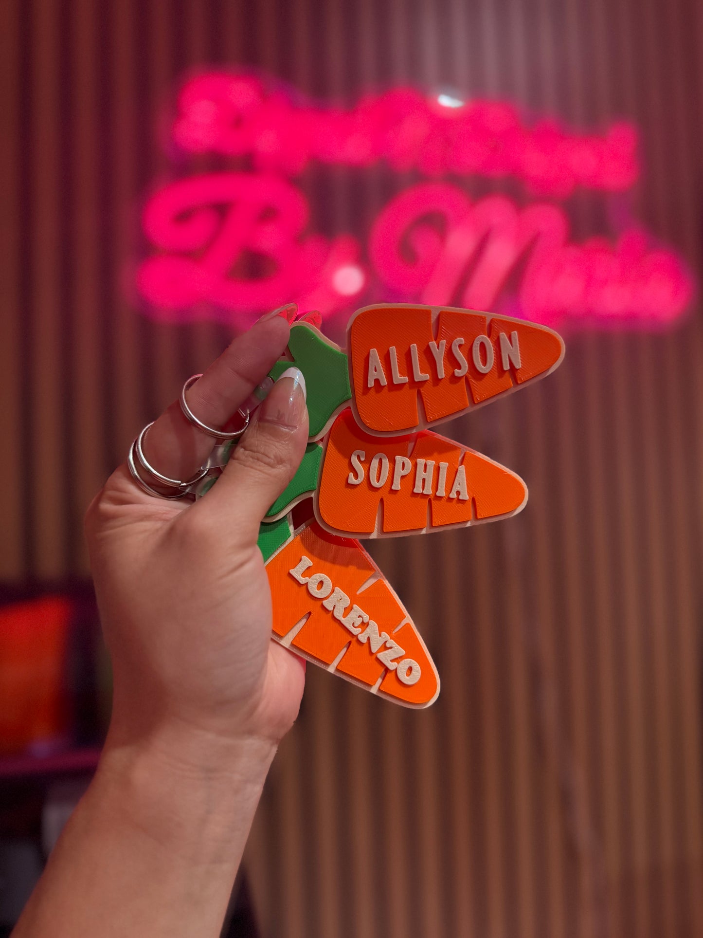 Carrot Easter printed tag names / keychains