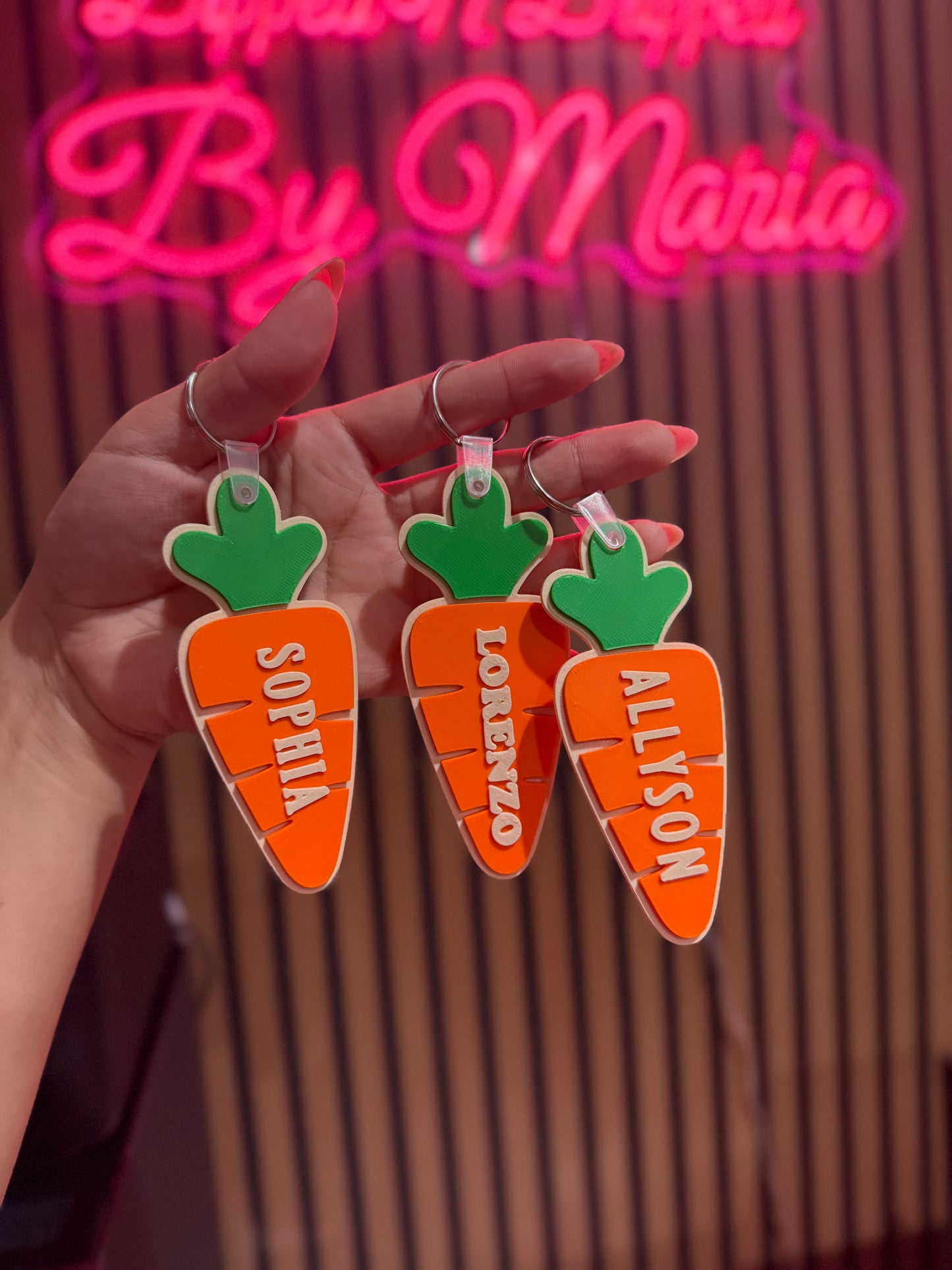 Carrot Easter printed tag names / keychains