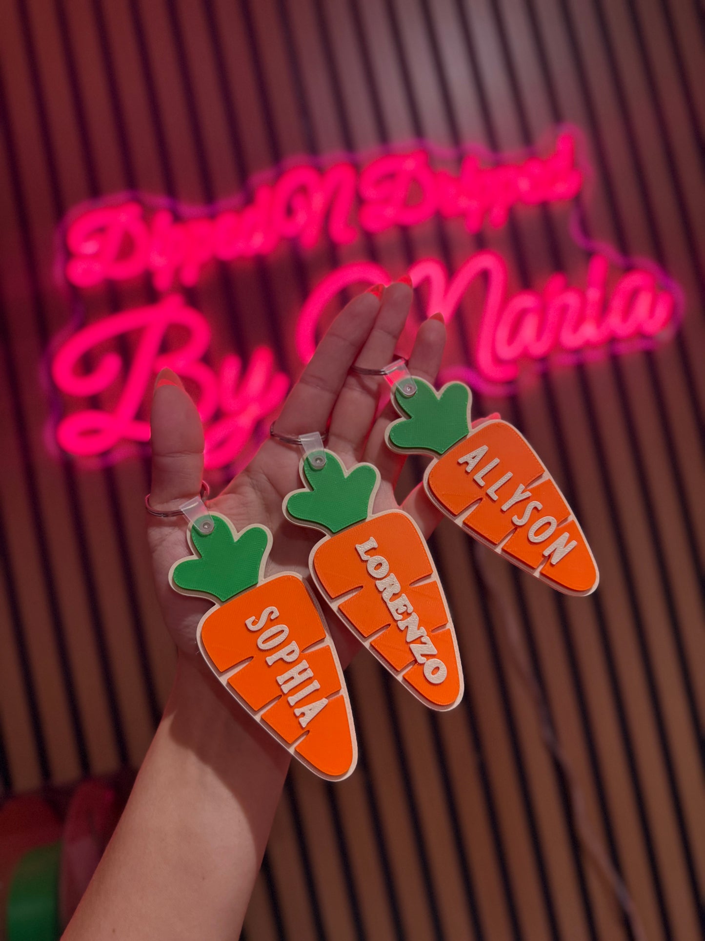Carrot Easter printed tag names / keychains