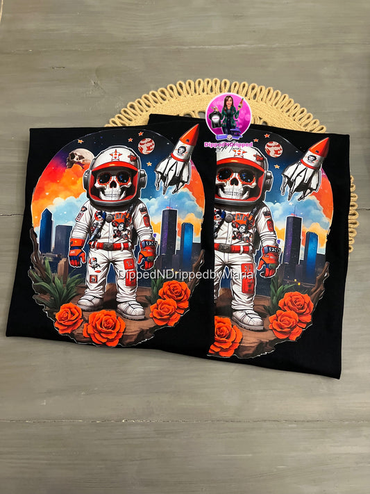 Astros skull astronaut tee