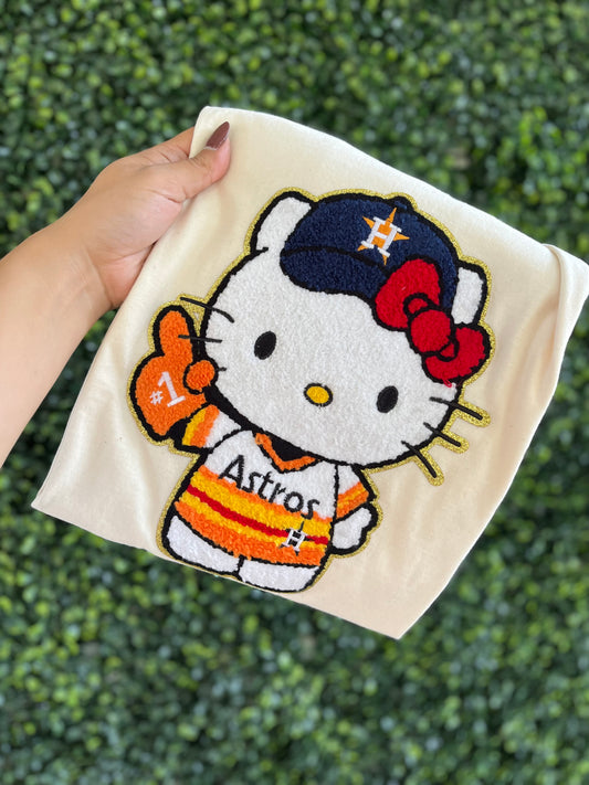 Astros kitty chenille patches tee