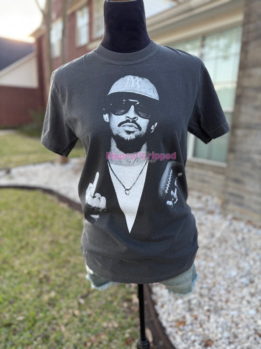 Middle finger BB football tee