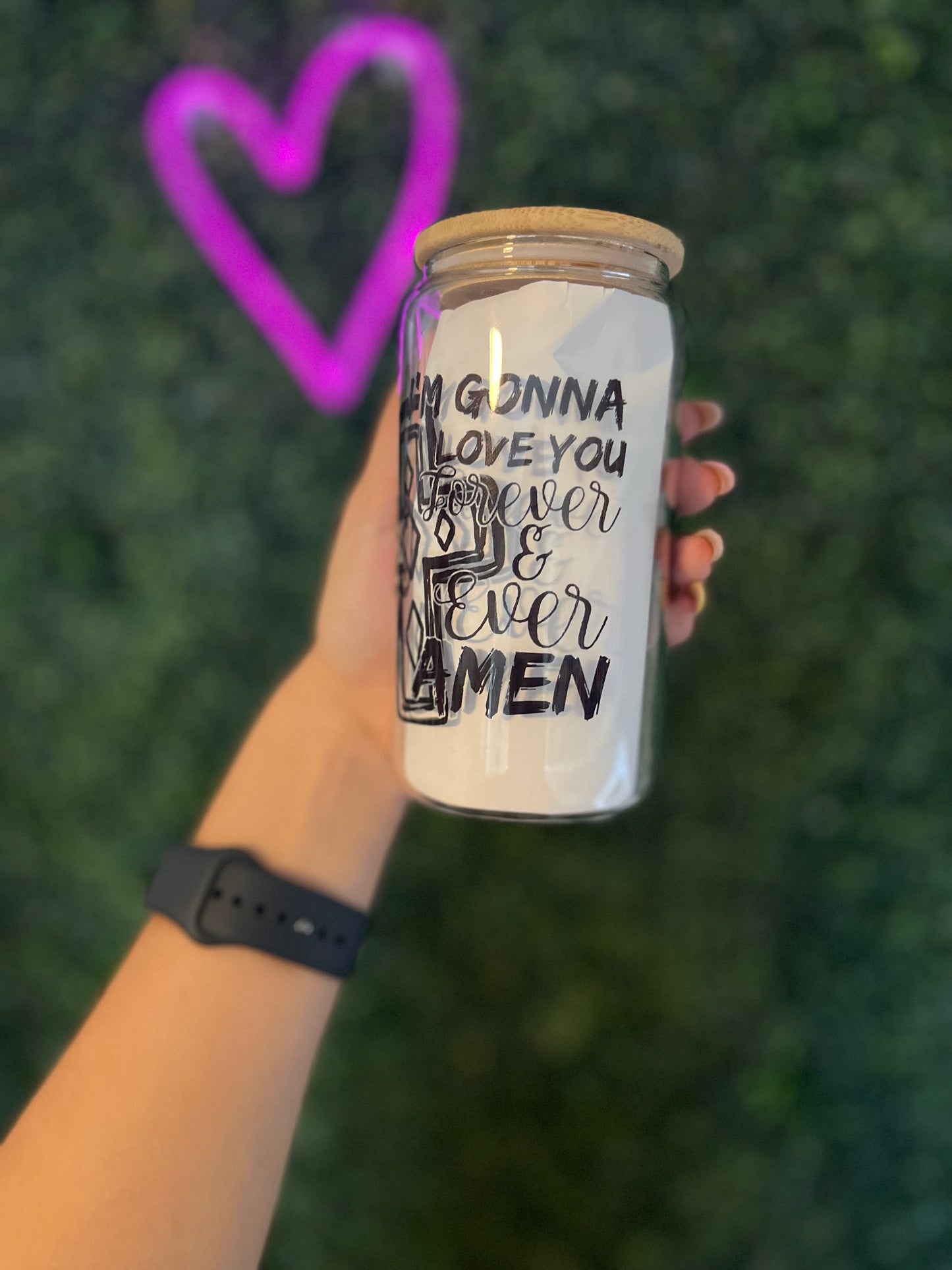 Love you forever glass cup